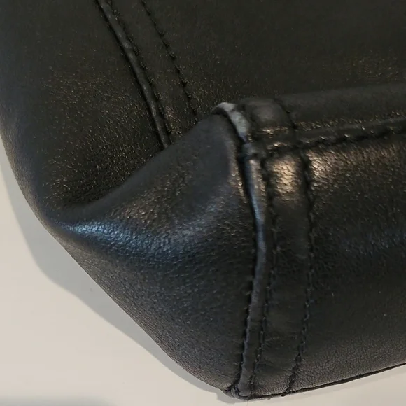 L&S Black Leather Shoulder Bag with Gold Accents - Picture 6 of 7